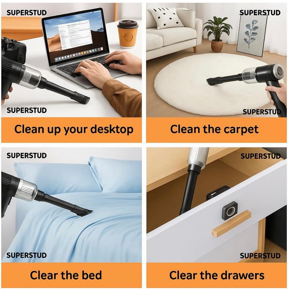 3-in-1 Cordless Air Duster & Vacuum Cleaner | USB Rechargeable for Car, Home & Electronics