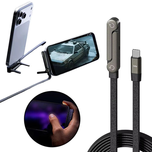 Khushit FlexDock™ – 2-in-1 Smart Charging Cable with Built-In Phone Stand