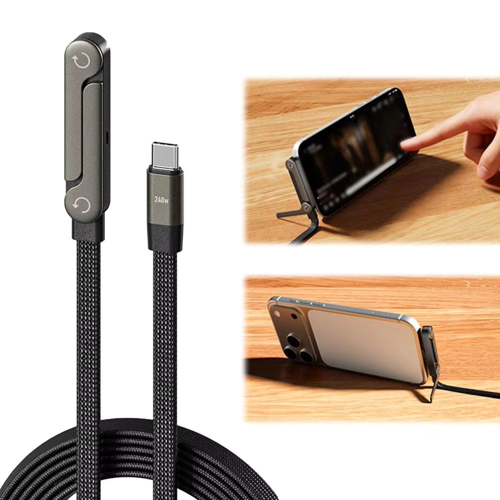 Khushit FlexDock™ – 2-in-1 Smart Charging Cable with Built-In Phone Stand