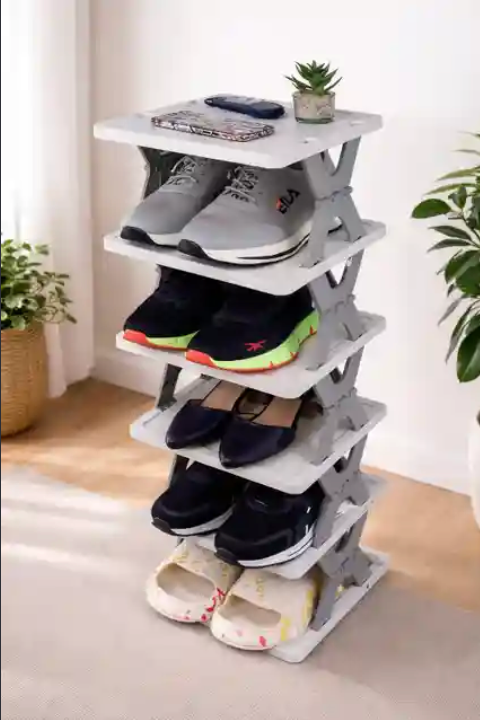 ShoeNest™ VertiStack 6 – Space-Smart Footwear Organizer